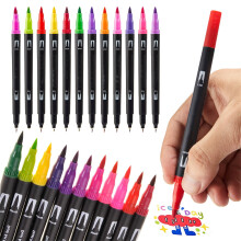 24-Pack Paint Art Markers – Fine & Brush Tip, Colored Caps, Assorted Colors for Adult Coloring, Journaling, Drawing – Compatible with Standard Art