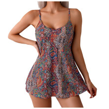 Einteiliges Badekleid für Damen mit Bauchkontrolle und Rock