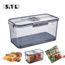 Dingrich Bread Box, 12.8"x6.9" Airtight Storage Container with Lid, 5L, Gray – for Homemade Bread, Bagels & Cookies