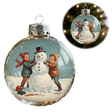 Pekkaxy Christmas Bulb Ornaments – Snowman & Vintage Baubles for Tree, Wreath, Farmhouse Home, Winter Party (Compatible with Standard Hooks)