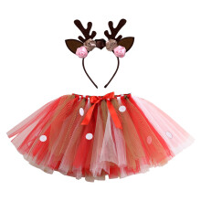Kids Girls Tutu Skirt Color Block Polka Dot Red