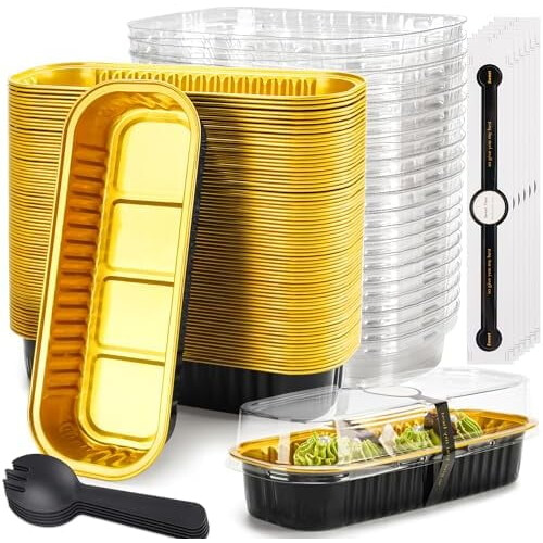 Mini loaf pans with lids 50-pack rectangle aluminum foil