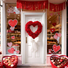 Valentine's Day Decorative Door Cover with Heart Patterns – Polyester Fabric, Easy to Hang, Compatible with Standard Doors