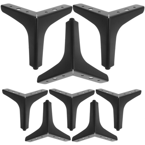 8pcs Modern Adjustable Sofa Legs Black Legs for TV Stand and Couch Replacement