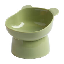 Green Elevated Cat Food Bowl For Neck Support Large Capacity Pet Dish For Cats Or Small Dogs Non Slip Base Easy Clean 5.12 Inches Diameter