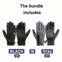 Unisex Winter Cycling Gloves – Windproof, Warm, Touchscreen-Compatible, Zippered Polyester Gloves for Winter Sports