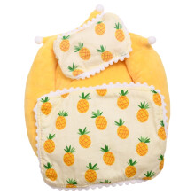 Mini doll bed with mattress and blanket yellow