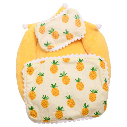 Mini doll bed with mattress and blanket yellow