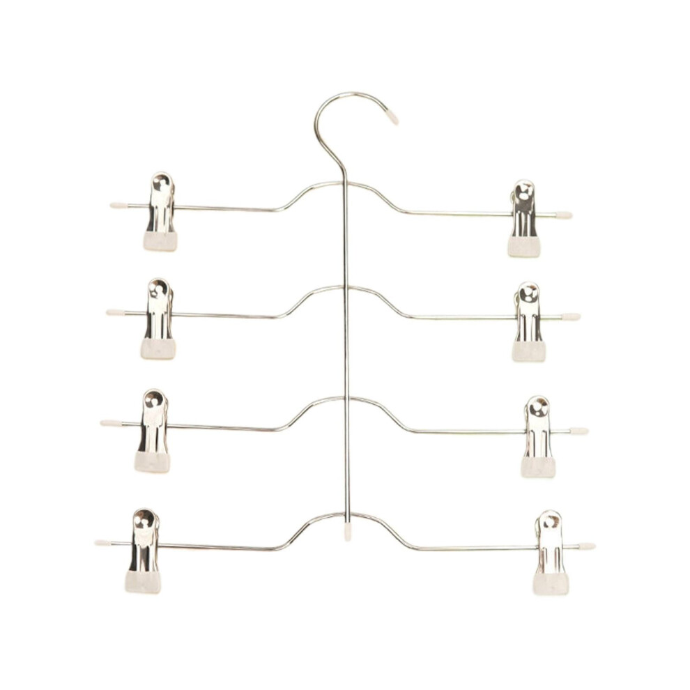 4-Tier Metal Skirt Hangers for Women, Space-Saving with Adjustable Clips, Non-Slip Grip, Compatible with Slacks/Trousers/Shorts/Jeans/Towels