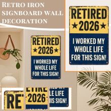 Plaque métallique « Retraité 2026 » – Cadeau de retraite humoristique pour hommes et femmes, décoration murale souvenir