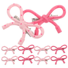 Pinces à cheveux roses à nœud et à pois – Lot de 10