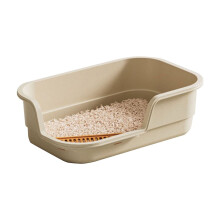 Extra Large Cat Litter With High Sides Semi Enclosed Pet Toilet For Cats And Dogs Indoor Litter Tray Design Durable Pet Supplies 42X28X12Cm White