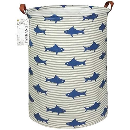 Καλάθι Αποθήκευσης Shark – Πτυσσόμενο Καλάθι Πλυντηρίου από Καμβά με Αδιάβροχη