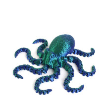 1PC blue green 27cm 3D printed octopus figurine with movable joints, suitable for aquarium decoration, landscaping, and display.