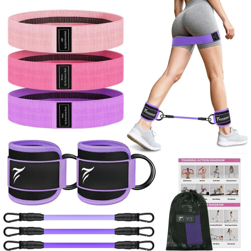 Resistance Bands Set with Ankle Cuffs for Glute Workout