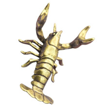 Golden Brass Lobster Decor Pen Stand for Storage Vintage Desktop Ornamental Statue