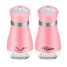 Pink Salt & Pepper Shakers (2-Pc) – Stainless Steel + Clear Glass, Refillable, Compact Design