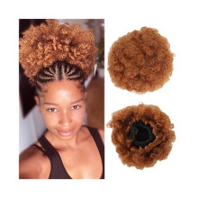 Short Kinky Curly Bun Hair Pieces Afro Puff Drawstring Ponytail Extension Synthetic Curly Ponytail Bun Hairpiece