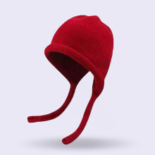 Slouchy Knit Beanie with Ties – Women's Solid Wool Hat, Rolled Brim & Braided Strings, Warm Face-Framing Winter Cap