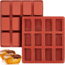 2-Pack Silicone Mini Loaf Pan, 12-Cavity Non-Stick Baking Mold for Bread, Brownies, Cupcakes & More
