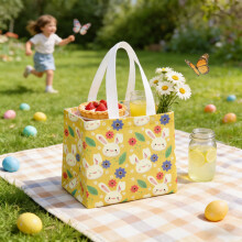 Easter Non-Woven Gift Bags 7.9x7.9x5.9", Reusable Egg & Candy Bags, Eco-Friendly Party Favor Bags, Bulk Easter Basket Stuffers