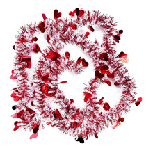 Guirlande de 2 mètres en forme de cœur pour la Saint-Valentin – Décoration métallique rouge, rose et blanche pour la maison, les mariages et la