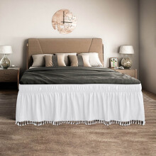 Solid Color Wraparound Elastic Bed Skirt – Modern Minimalist, Stretchy & Decorative, Protects Bed Frame, Soft Fabric, Compatible with Most Beds