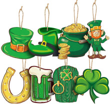 Ensemble de décorations suspendues pour la Saint-Patrick : cartes de gnomes et décorations murales 2D pour la maison, les fêtes et les accents