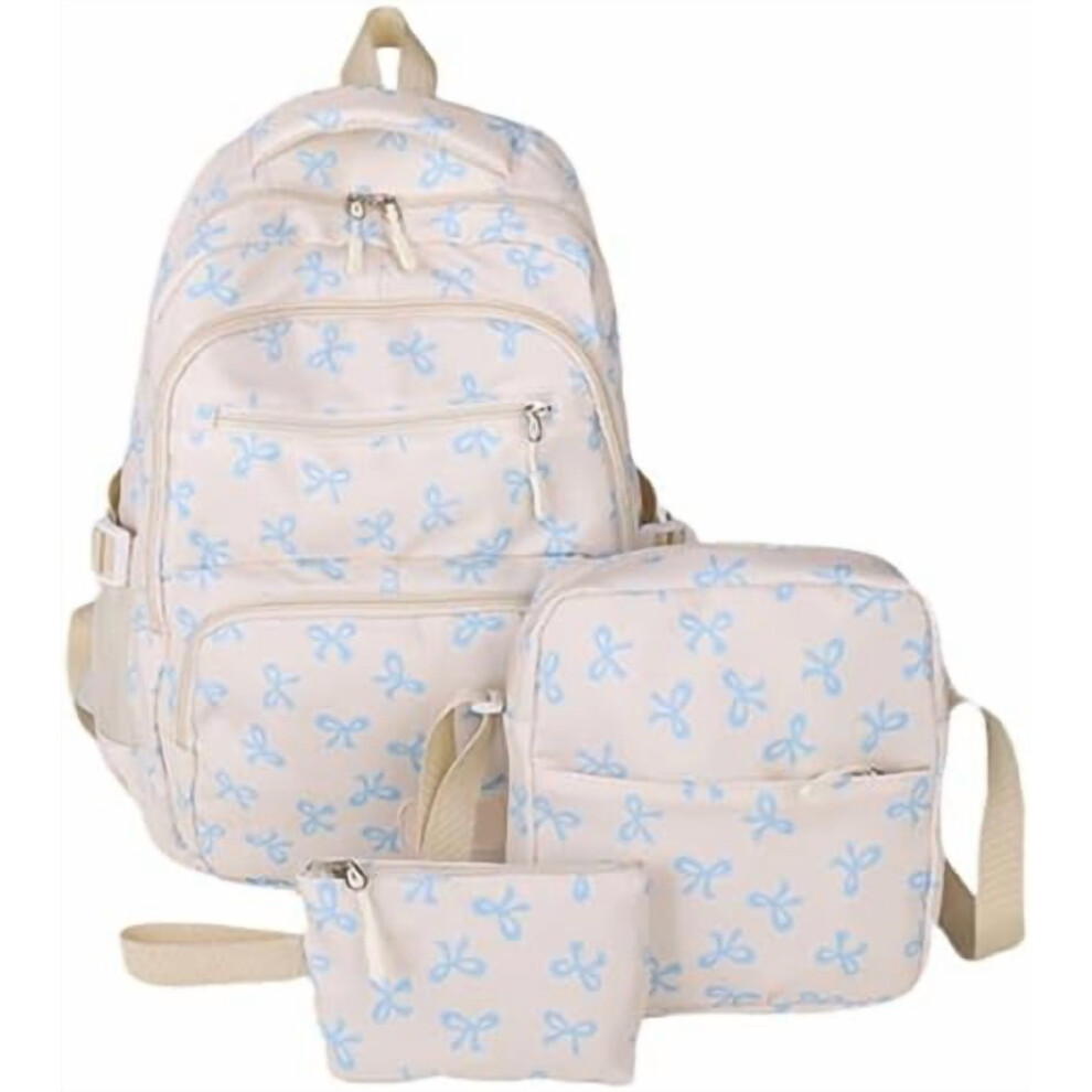 Bow Backpack Set Nylon Women's Laptop Daypack 3 Pcs 962125041408