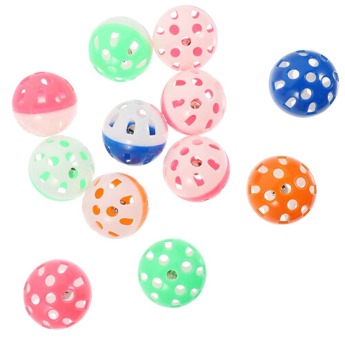 12 τεμάχια μπάλες Parrot Bell για γάτες πλαστικές σε διάφορα χρώματα για διασκέδαση με