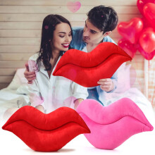 Valentine's Day Red Lips Pillow – Soft Plush Lip-Shaped Cushion for Home, Bedroom, Office Décor & Kids' Gift (Compatible with Daily Use)