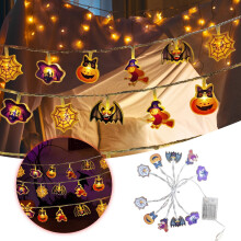 6 meter lange acryl lichtslinger voor Halloween, 40 ledjes, werkt op batterijen/USB, met langzame dimfunctie, geschikt voor kinderkamer- en