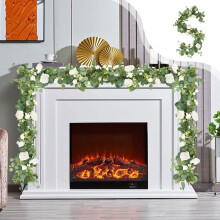 Liane de roses blanches artificielles de 1,80 m (5,9 pi) – Branche de fleurs en plastique réaliste pour décor de mariage et décoration