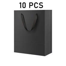 Pungi de cadou negre Kraft, 10 buc. 18 cm x 10 cm x 23 cm, cu mânere – Pungi de împachetat cadou vrac pentru afaceri, artizanat, magazin