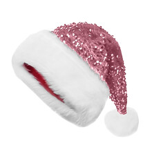 Chapeau de Père Noël à paillettes pour adultes avec paillettes brillantes et pompon duveteux, chapeau de fête pour le Nouvel An et Noël