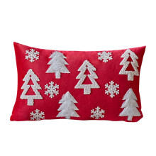 Housse de coussin lombaire brodée de Noël 30 x 50 cm, rouge, décoration de Noël pour canapé, housse de coussin d'hiver avec fermeture éclair