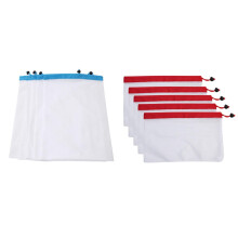 10 bolsas de malla transparentes reutilizables con cordón – Aptas para alimentos, escaneables, para frutas, verduras, juguetes y comestibles