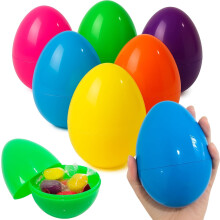 6-Pack 4.72" Fillable Plastic Easter Eggs – for Egg Hunts, Baskets, Parties, Classroom Prizes & Decor – Compatible with standard treats