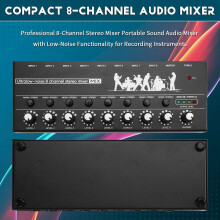 Mixer stereo portatile professionale a 8 canali con design a basso rumore per la registrazione di strumenti – Compatibile con cavo Type-C