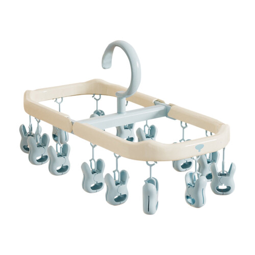 Étendoir à linge pliable et multifonctionnel avec pinces
