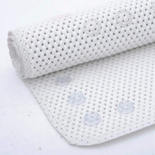 Tapis de baignoire et de bain en mousse PVC blanche, 43 cm x 91 cm, antidérapant, avec trous d'évacuation et ventouses.