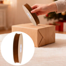 Samtband, 1,9 cm x 9,1 m, weiches, dekoratives Weihnachtsband zum Verpacken von Geschenken, Basteln und für Weihnachtsbaumschmuck, braun
