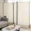 Romdeler med hjul, 3 paneler, sammenleggbar, beige, 180 cm 1