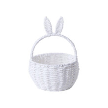 Panier de Pâques, panier tressé créatif de 25 cm avec anses en forme d'oreilles de lapin, panier cadeau pour les fêtes, panier de fleurs