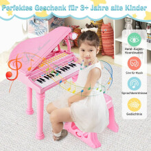 Tastiera per bambini a 31 tasti con sgabello, rosa, 35x30x55 cm