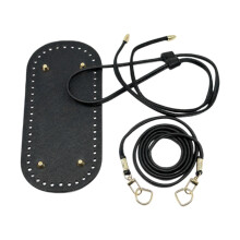 Bag Bottom Base DIY Bag Knitting Set with Shoulder Strap and Drawstring Handmade Black