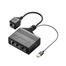 Divisor de red Ethernet de 100 Mbps con alimentación USB, compatible con varios cables Ethernet. Resistente al calor.
