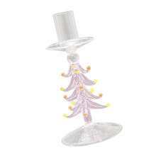 Porte-flammes artisanal en borosilicate soufflé à la main, pour sapin de Noël - Soufflé à la main, base stable pour bougies bougies étroites,