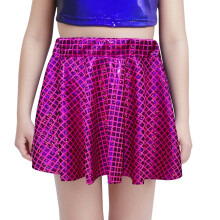 AWZXDE Kids Sequin Cheerleading Skirt – Shiny Grid Design, Hot Pink, Versatile Dance & Party Dress for Toddler Girls, Compatible with Standard Sizes