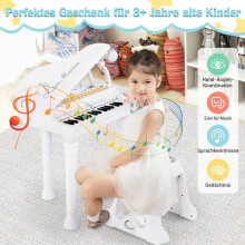 Elektronisches Kinderkeyboard mit Hocker, 31 Tasten, Weiß